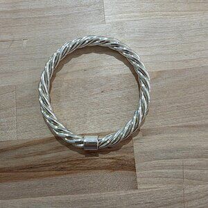 Silver-Tone Twisted Rope Bangle Bracelet